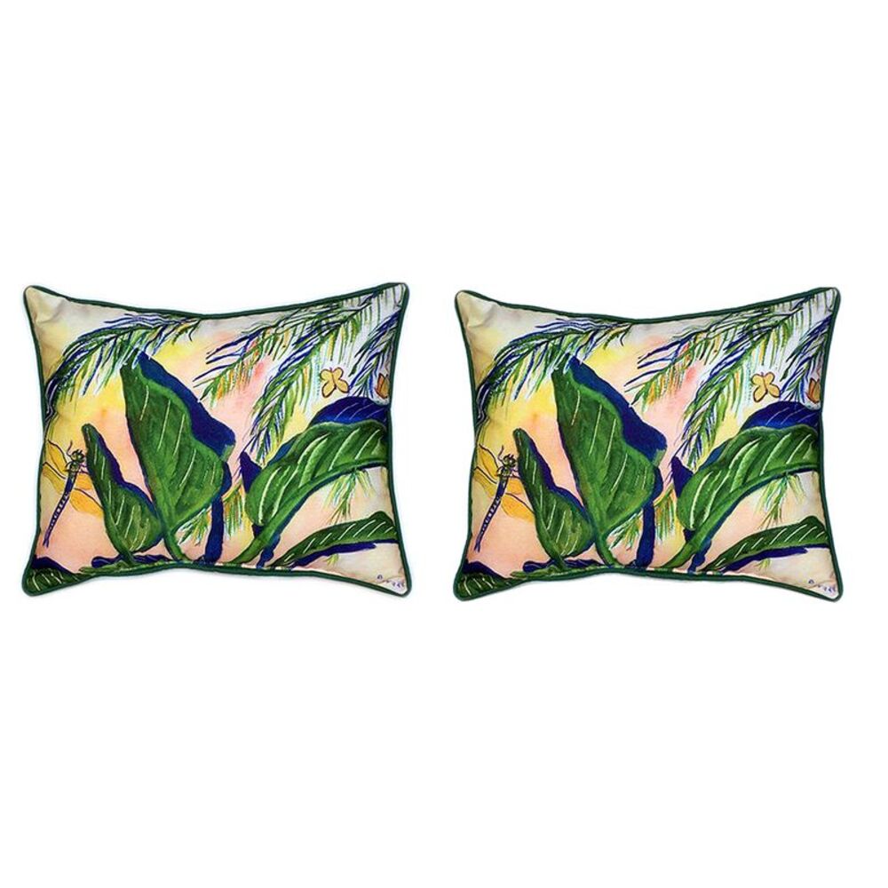 Pair of Betsy Drake Elephant Ears Large Indoor/Outdoor Pillows 16x20